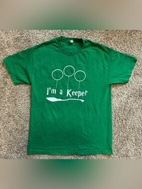 Harry Potter Inspired Quidditch “I'm a Keeper” Green Short Sleeve T-Shirt